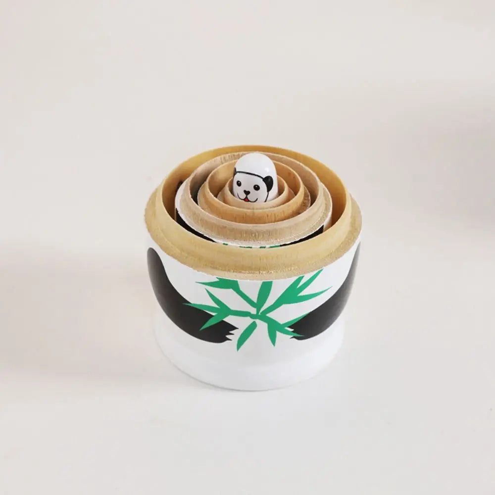 Rabbit 5Pcs/Set Animal Matryoshka Doll Wood Smooth Wooden Stacking Dolls Line Dog Panda Girls Russian Doll Christmas