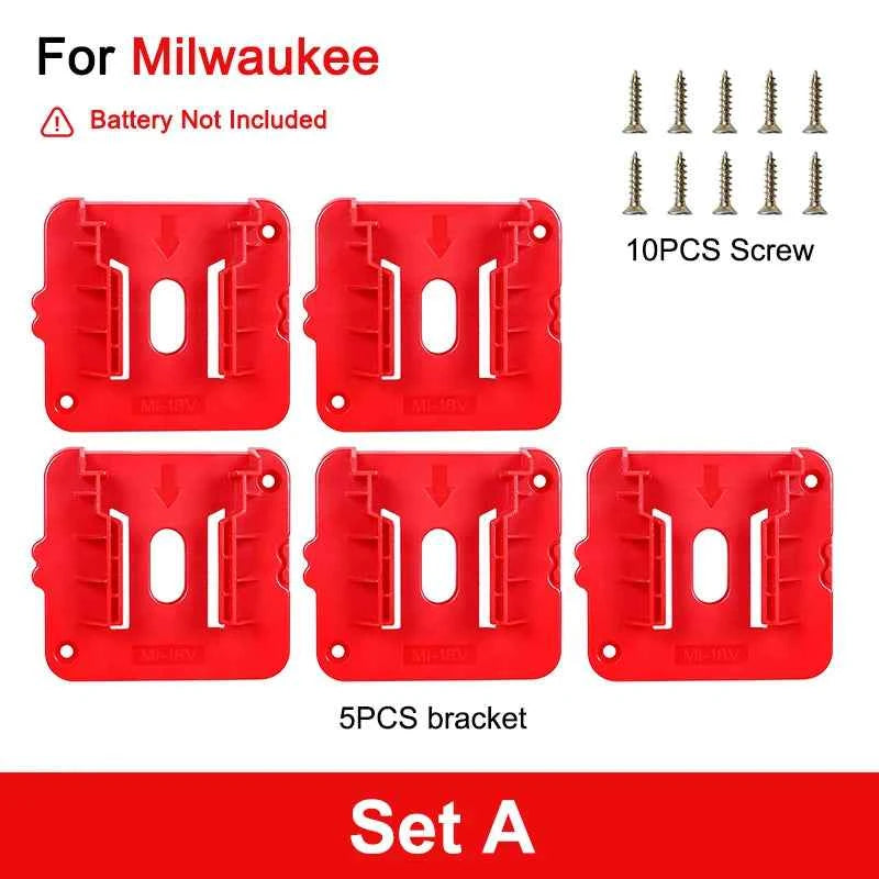 Dewalt/Makita/Milwaukee Battery Storage Rack - 5/10 Pack Wall Mount Bracket for 14.4V & 18V Li-ion Batteries