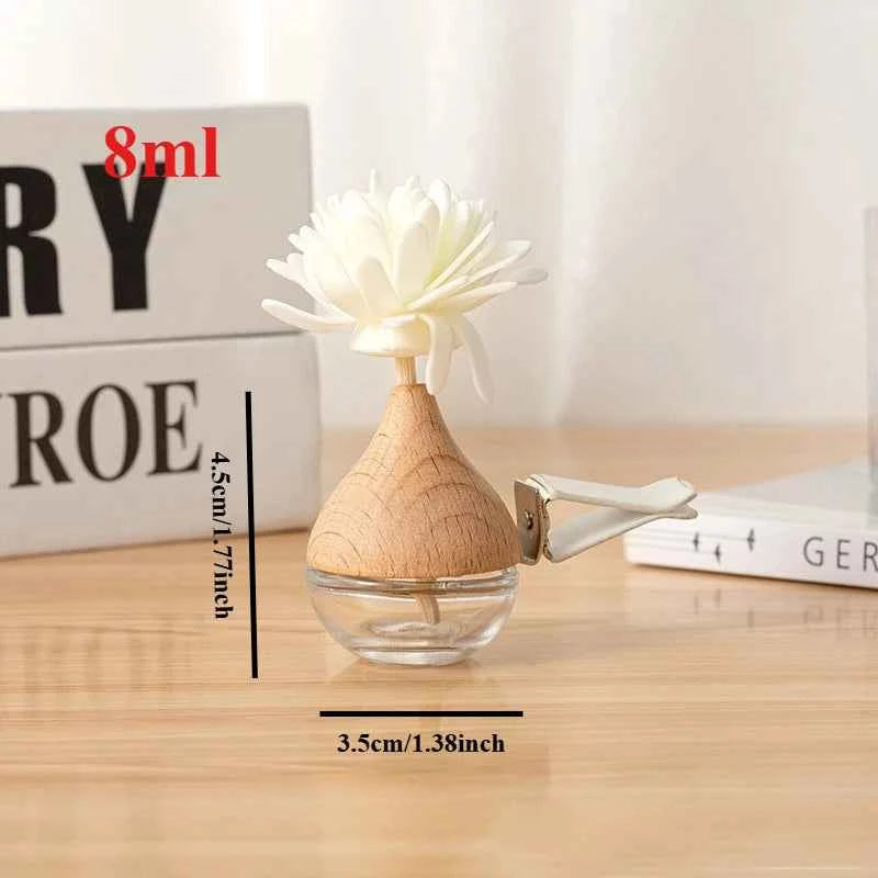 10pcs 10ml Empty Glass Essential Oil Diffuser Bottle with Lid for Car Air Freshener Vent Clip Portable Perfume Fragrance Bottle