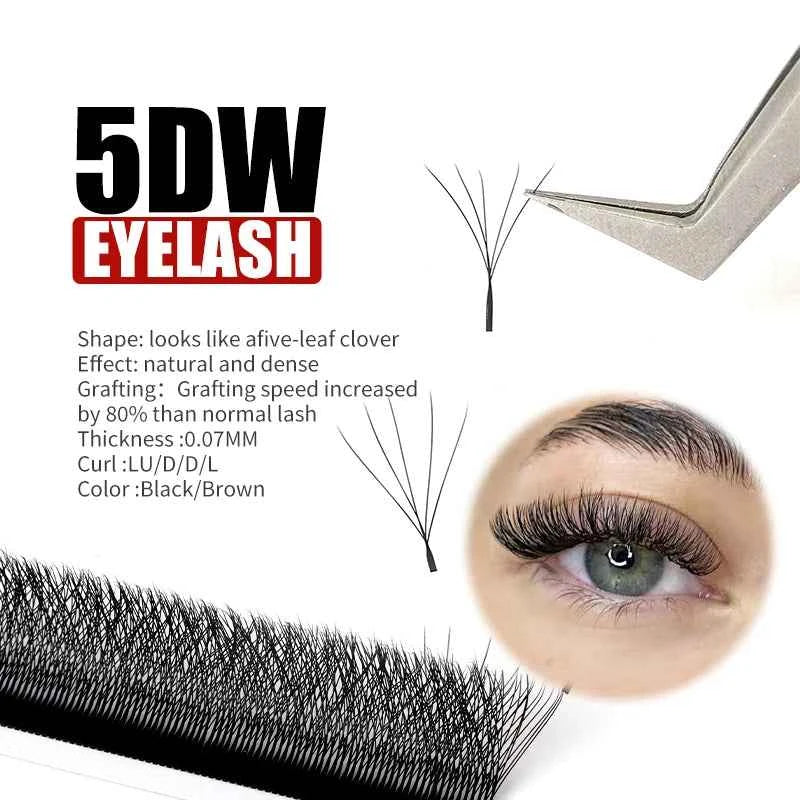 FADVAN W Shape 5D Cluster Lashes - 10Pcs Soft Natural Eyelash Extensions, 0.07mm, Perfect for Professionals