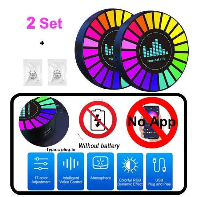 Car Music Rhythm Lamp Air Freshener RGB LED Strip Sound Control Voice Rhythm Atmosphere Light  256 Colors Option App Control