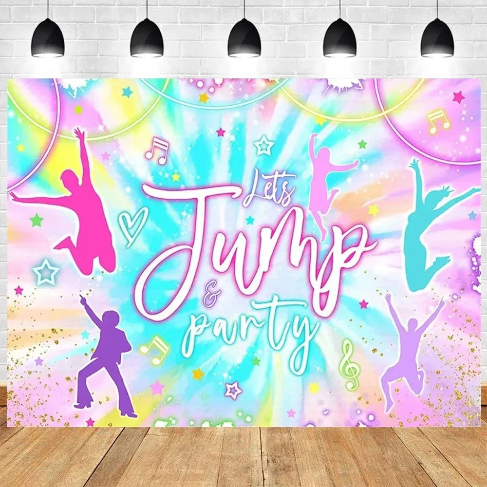 Let's Flip Athlete Gymnast Gymnastic Theme Jump Tumble Play Gymnast Rhythmic Gymnastic Girl Birthday Party Baby shower Backdrop