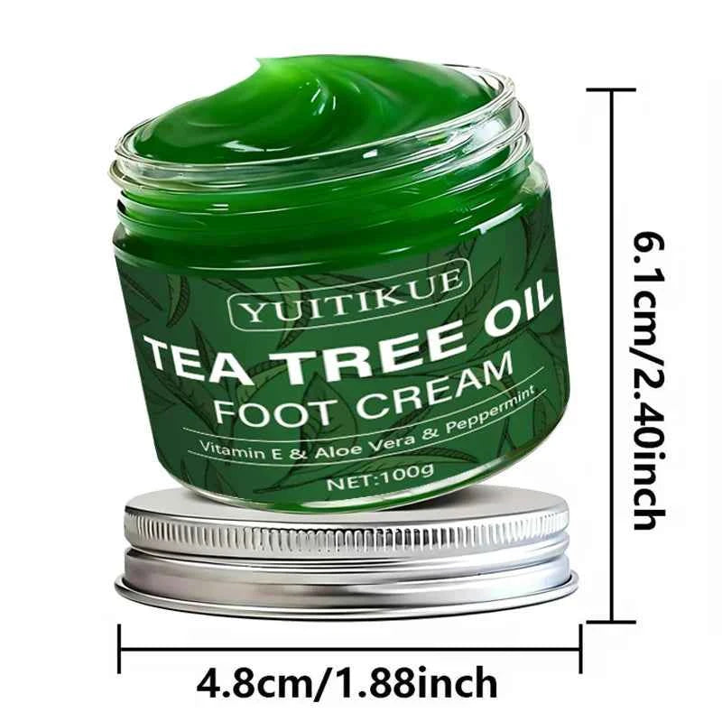 YUITIKUE Tea Tree Oil Foot Cream 100g - Multi-Use Moisturizer for Feet, Hands, Knees & Elbows, Gentle Care with Vitamin E & Aloe
