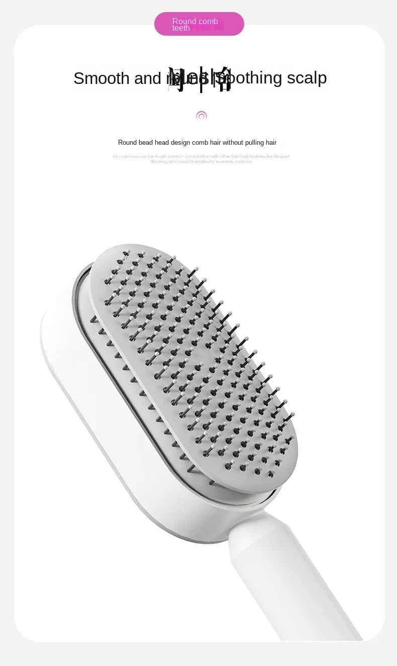 Self-Cleaning Hair Brush for Women | One-Key Airbag Massage & Anti-Static Comb | Effortless Hair Care