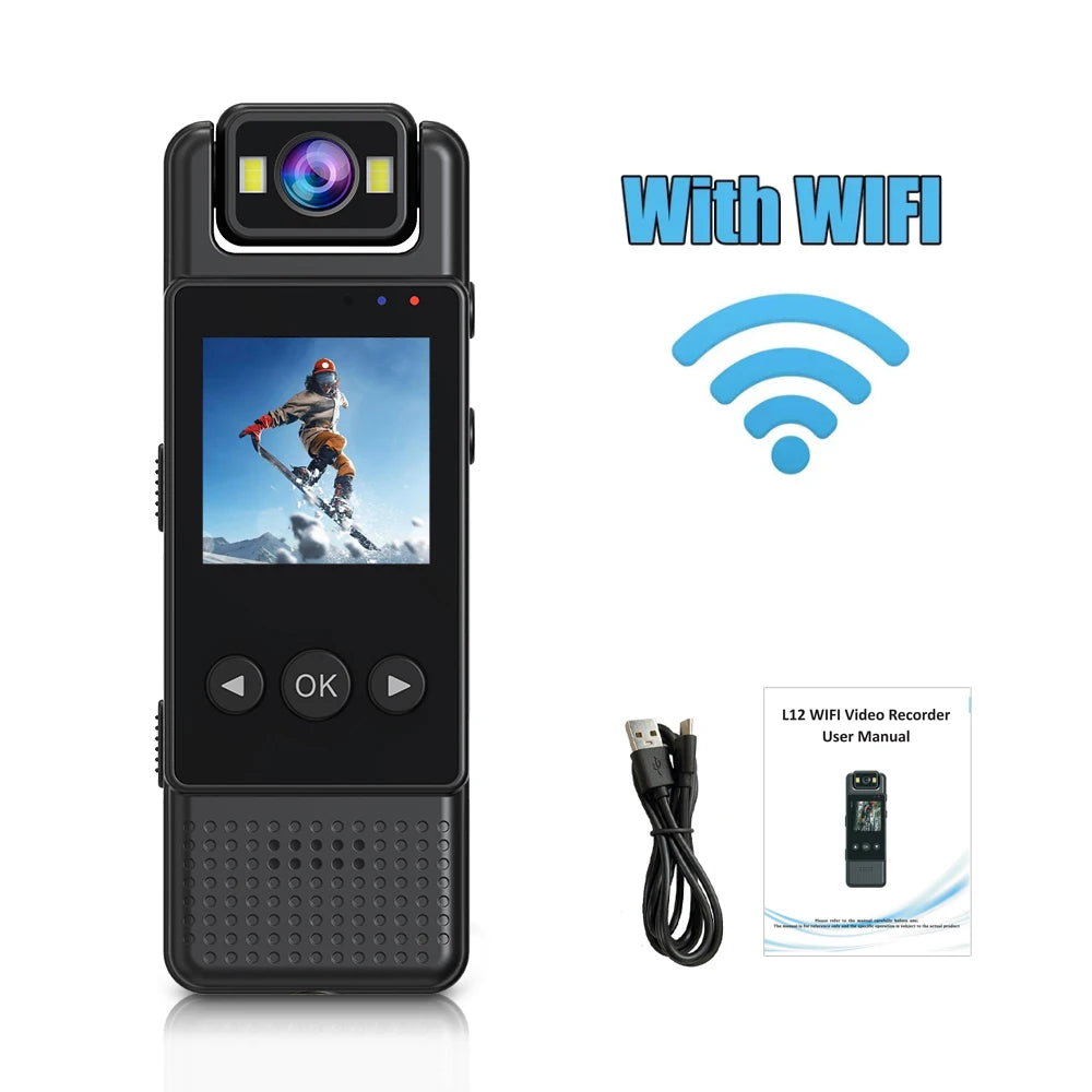 HD Wifi Mini Camera 1080P Portable Digital Video Recorder Body Camera Infrared Night Vision Police Camera with Screen Display