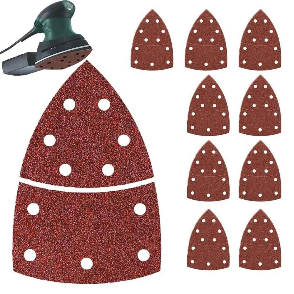 BrandName Triangle Sandpaper Pads - 10Pcs Durable 11-Hole Design for Precision DIY Projects & Orbital Sanders