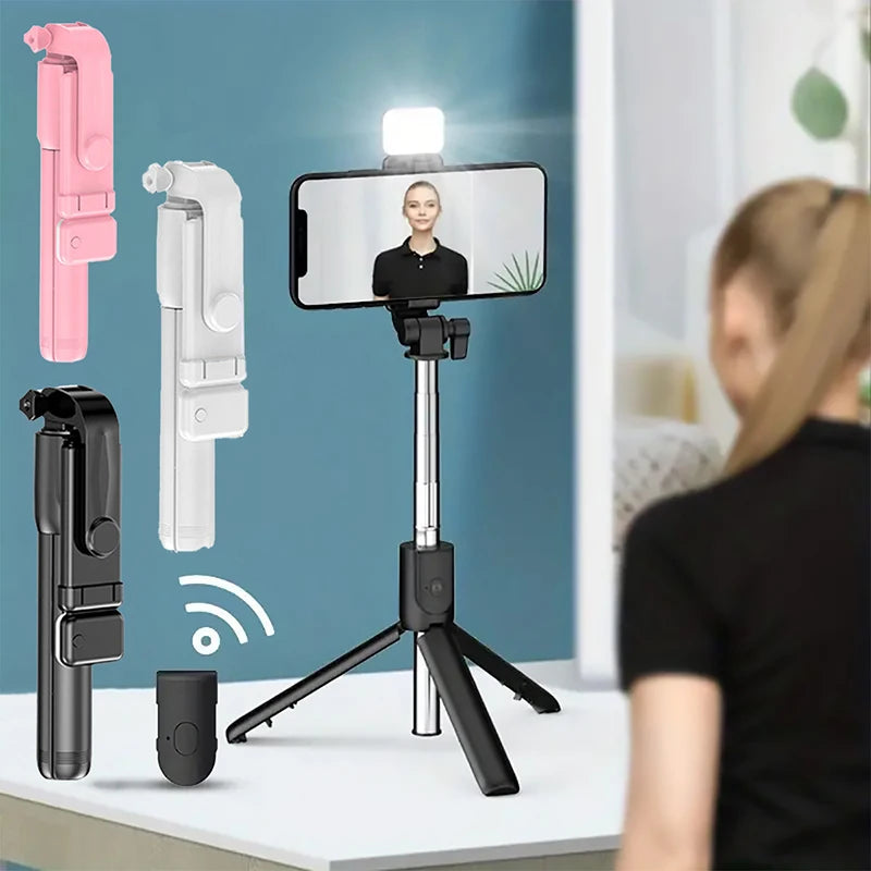 Portable Bluetooth Selfie Stick Tripod Holder with Remote Shutter Fill Light Extendable Wireless Remote Retractable Phone Stand - Jack market 1988Jack Market 1988