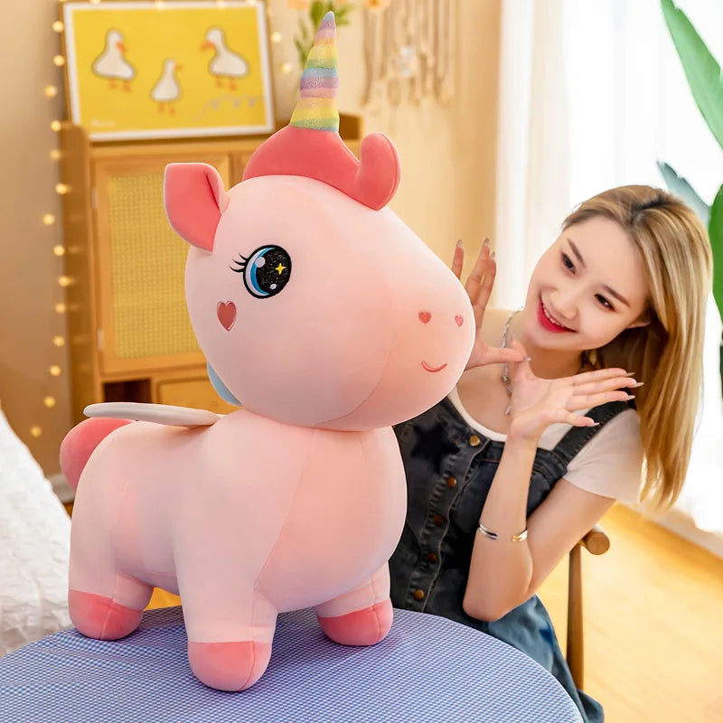 Cute Pink Unicorn with Wings Plush Toy Doll Soft Stuffed Kawaii Animals Princess Cartoon Pillow Cushion Birthday Gift for Girl