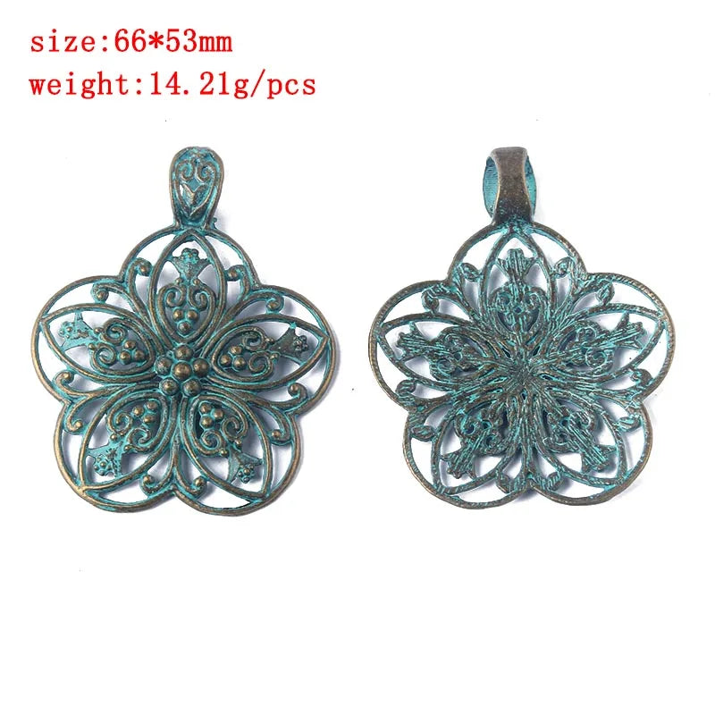 2pcs/lot Verdigris Patina Elephant/Heart/Leaf/Flower/Dragonfly/Butterfly/Swirl/Wing Pattern Pendant Fashion Jewelry Material