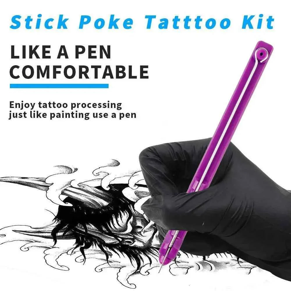 3D Hand Poke Tattoo Kit - Complete DIY Body Art Set with Needles, Ink Cups, Pigments & Bandages for Beginners