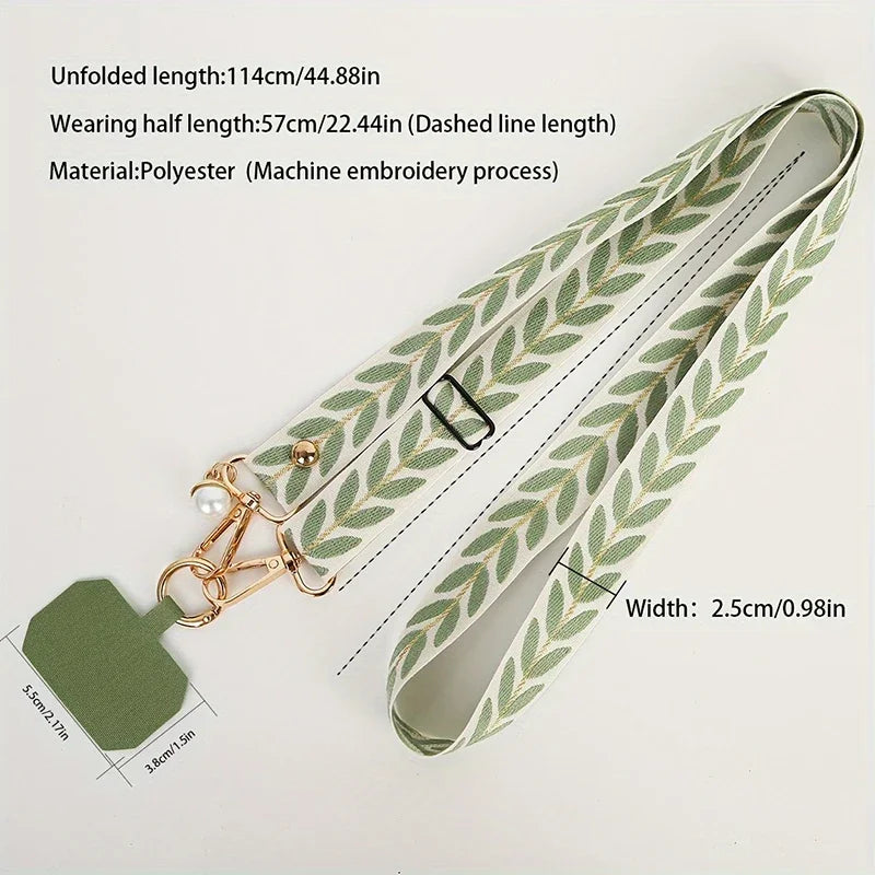 Adjustable Long Mobile Phone Lanyard Crossbody Card Neck Cord Clip Hang Lanyard Pearl Hanging Ornaments Charm Anti-lost Lanyard