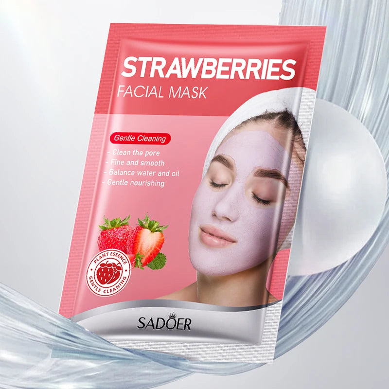 5pcs SADOER Strawberry Face Mask Mud Masks Facial Moisturizing Blackhead Removal Clay Skin Care Products