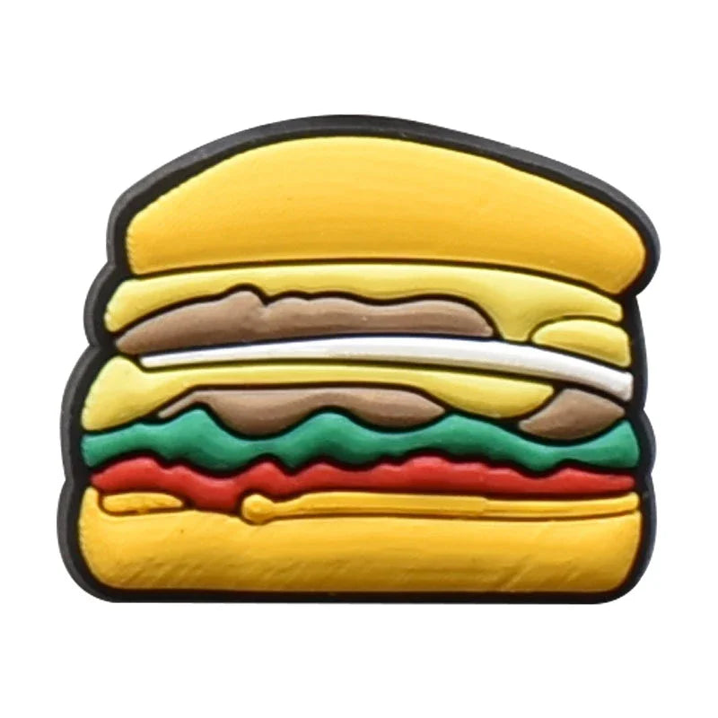 Real Kind Burger Fries Shoe Charms for Crocs Accessories Sandals Kids Clogs Pins Badges Men Jeans Women Decorations Buckle Shoes
