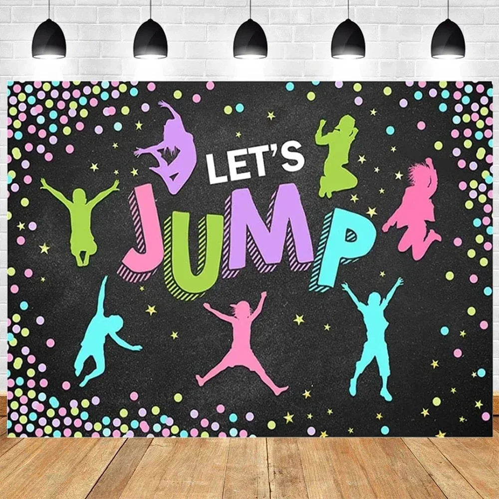 Let's Flip Athlete Gymnast Gymnastic Theme Jump Tumble Play Gymnast Rhythmic Gymnastic Girl Birthday Party Baby shower Backdrop