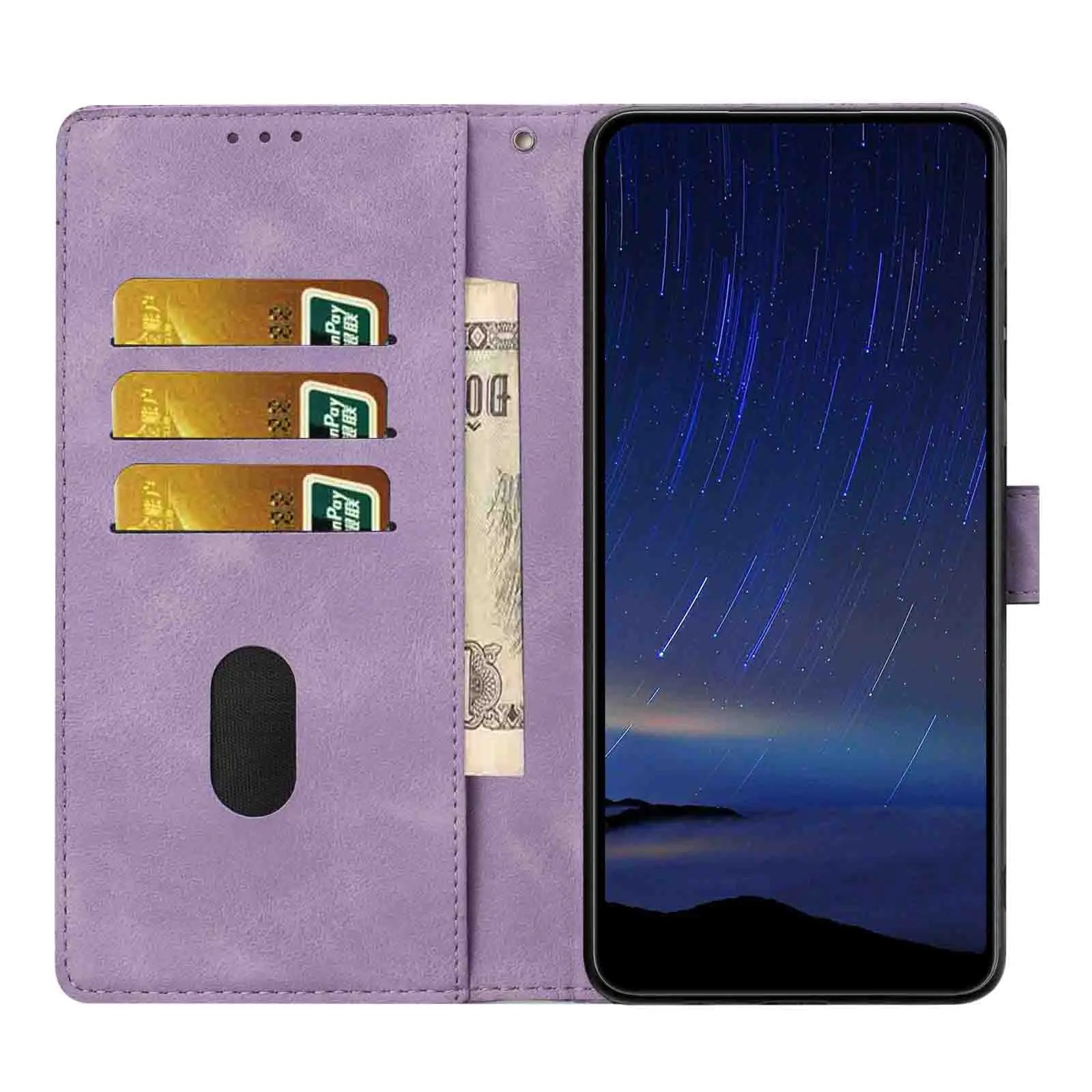 Edge Leather Flip Case for Motorola G73 G53 G13 G23 G62 G52 G32 G22 G31 G20 G41 - Cherry Blossom Design