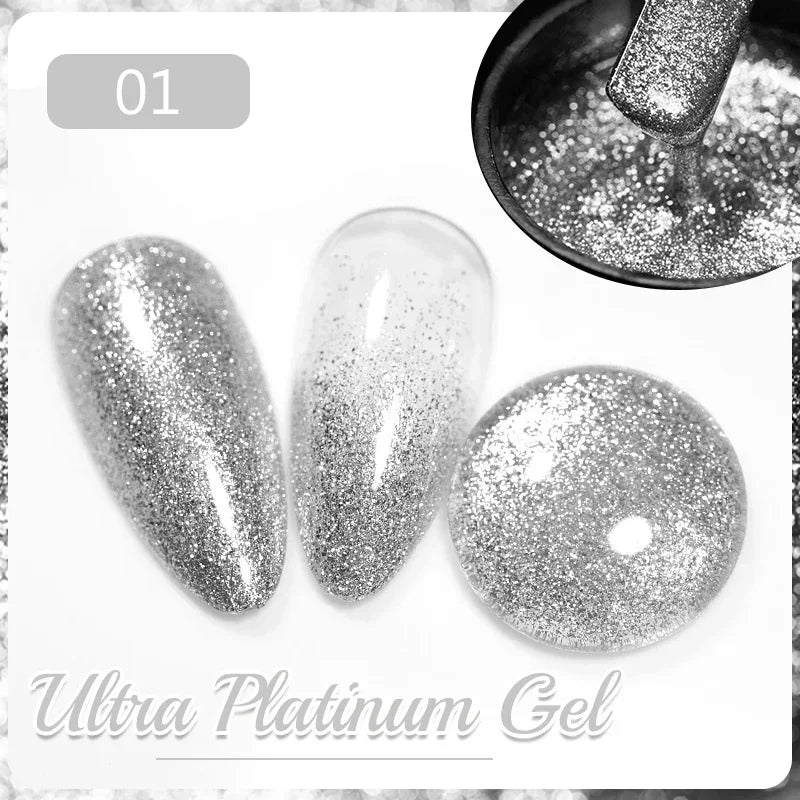 BrandName Chrome Mirror Effect Gel Polish - 5ml Golden Silvery Metallic Liner for Stunning French Nail Art