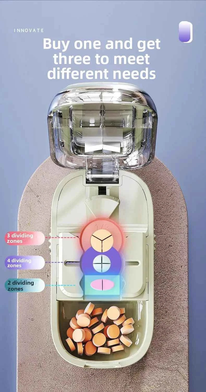 3in1 Medicine Cutter Precise Cutting Into Half / Third / Quarter Drug Divider Organizer Portable Tablet Splitting Pills Splitter