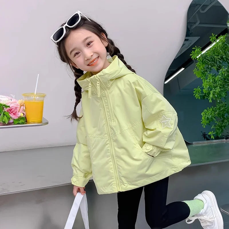 New Girl's Jacket Spring Children Hooded Coats Kids Autumn Fashion Clothes Outerwear Children's Casual Windbreaker Jackets