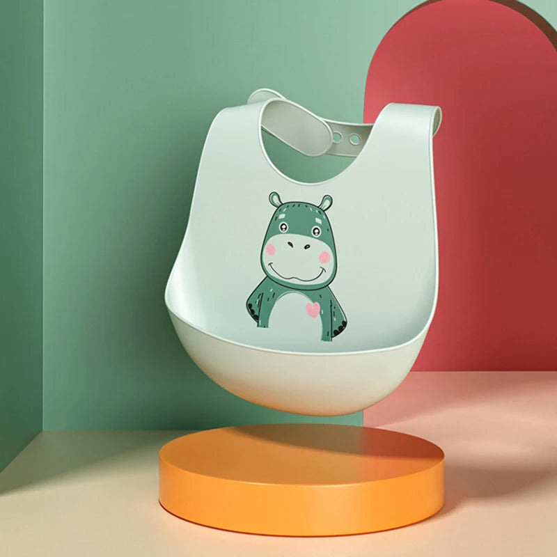 Silicone Baby Bib Waterproof Kids Boy Girl Feeding Stuff Adjustable Feeding Apron Food Grade Cartoon Burp Scarf Toddler Burp Bib