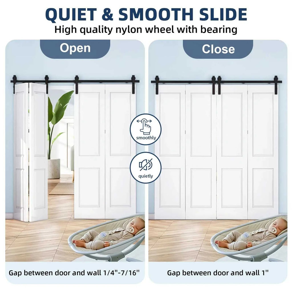Heavy Duty Bi-Folding Sliding Barn Door Hardware Kit Quiet Side-Mounted Roller – 2/4 Bifold Doors For Closet Laundry Bedroom The jack market .AU The jack market .AU Home $ 131 14:365458#52in for 4 Doors;200007763:201336106