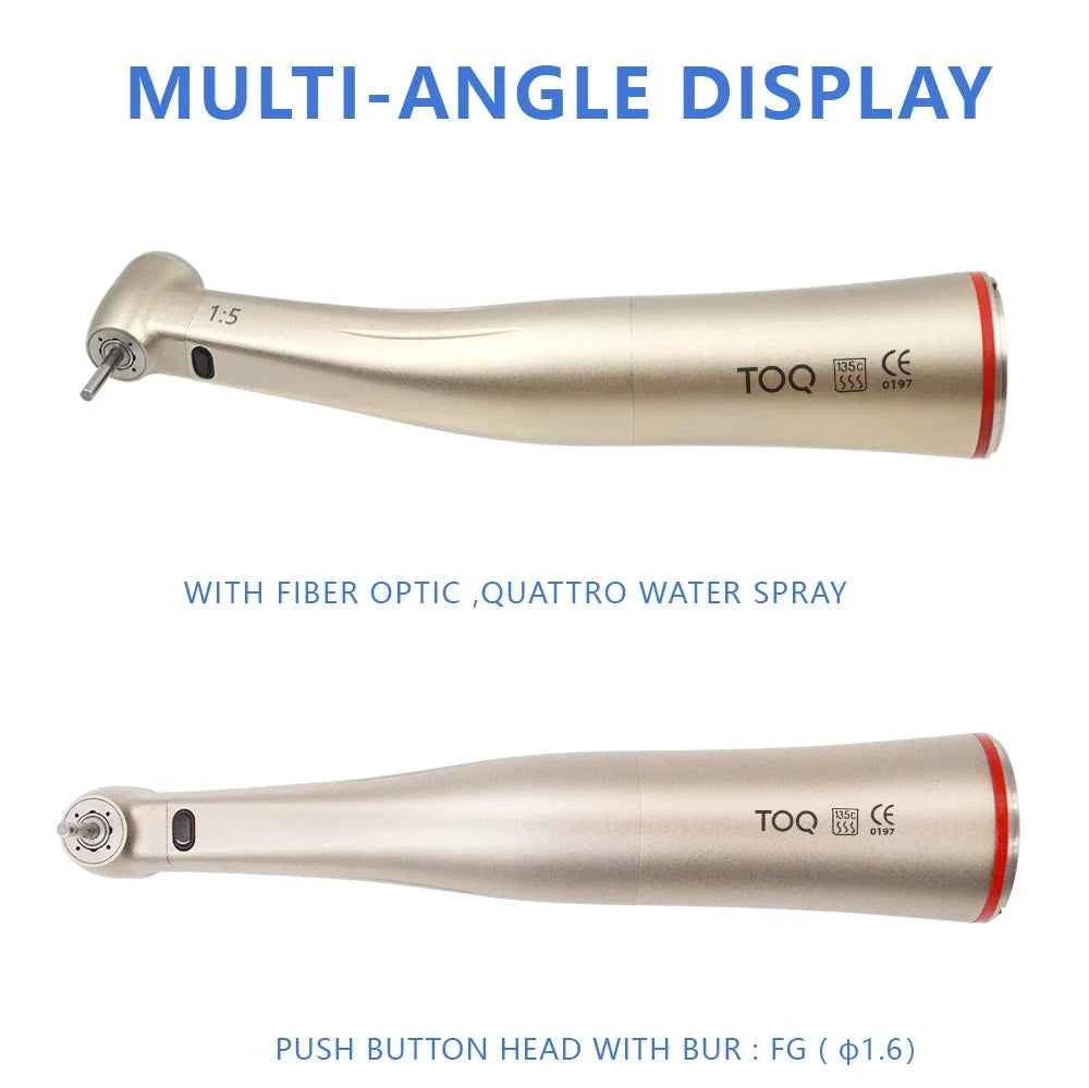 TOQ Dental 1:5  increasing red ring Fiber optic contra angle handpiece Push Button dental handpiece dentist tools