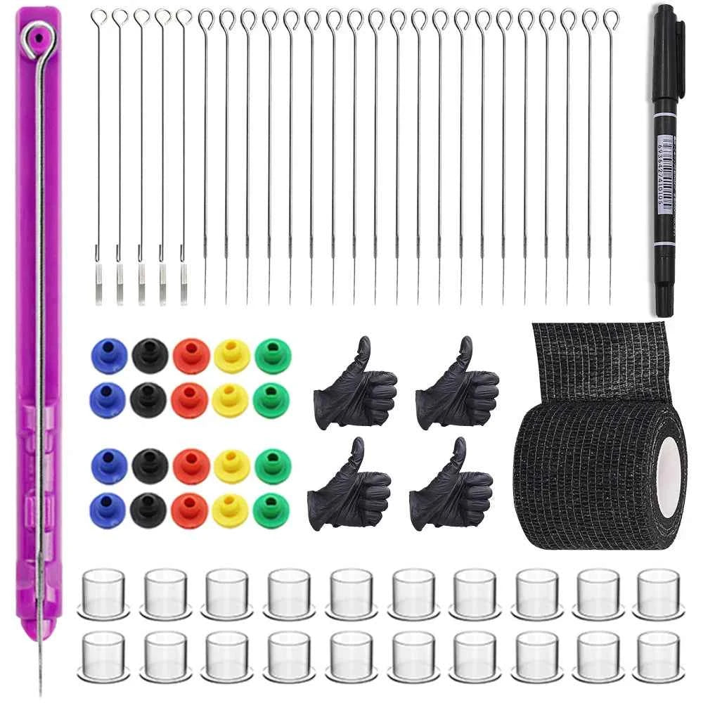 3D Hand Poke Tattoo Kit - Complete DIY Body Art Set with Needles, Ink Cups, Pigments & Bandages for Beginners