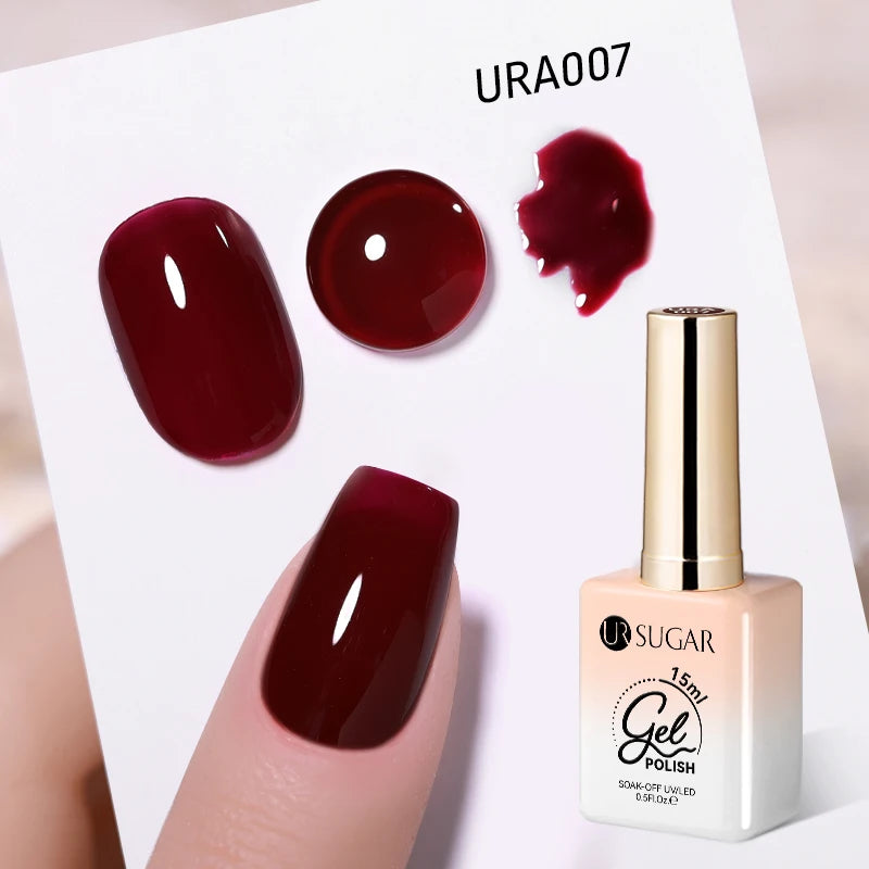 UR SUGAR 15ml  Autumn Winter Red Cat Magnetic Gel Nail Polish White Dopamine Nail Sparkling Glitter Soak Off UV LED for Manicure