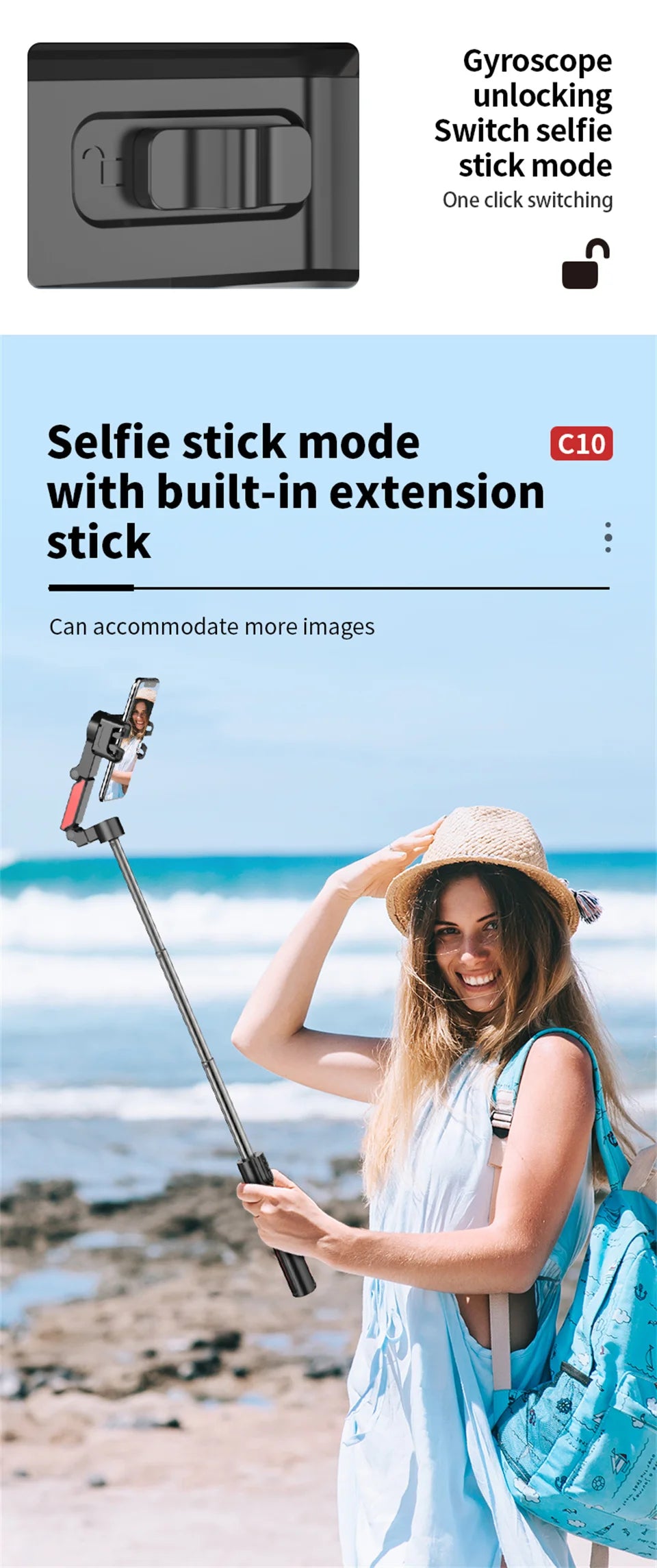 COOL DIER C10 AI face tracking Gimbal For Phone Stabilizer, 360 Auto Rotation Desktop Follow Gimbal with Remote for Smartphone