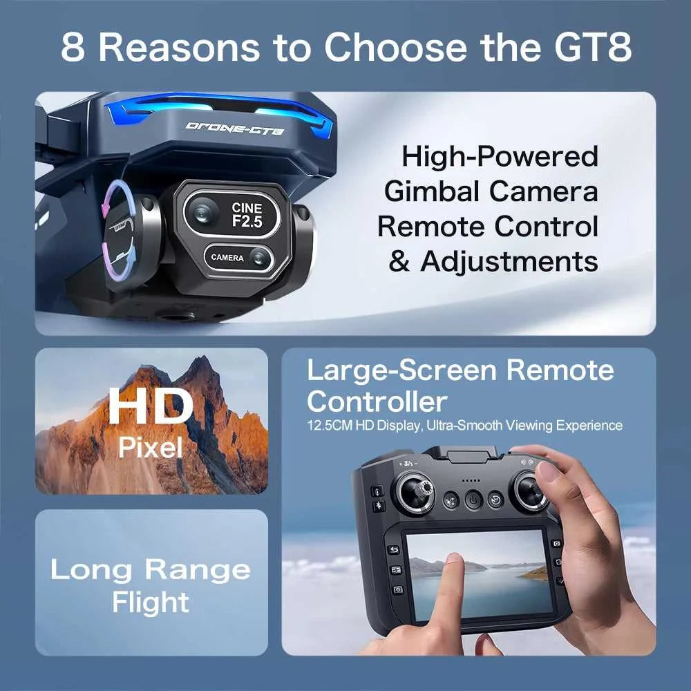 NEW GT8 Drone HD Aerial Photography Intelligent Obstacle Avoidance Smart Hover Helicopter 360° Flip Remote Control Quadcopter The jack market .AU The jack market .AU Drones $ 119 14:29#QZ-GT8