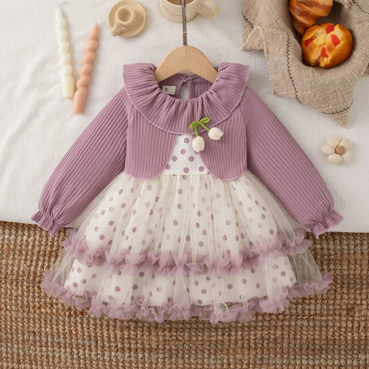 Baby Girl Birthday Party Dress Tulip Polka Dot Knitted Doll Neck Mesh Baby Girl Dress Gentle And Sweet Baby Girl Clothing The jack market .AU The jack market .AU Mum & Kids: Essential Products for Every Family $ 30 14:496;200000463:200661895#L(9-12M)