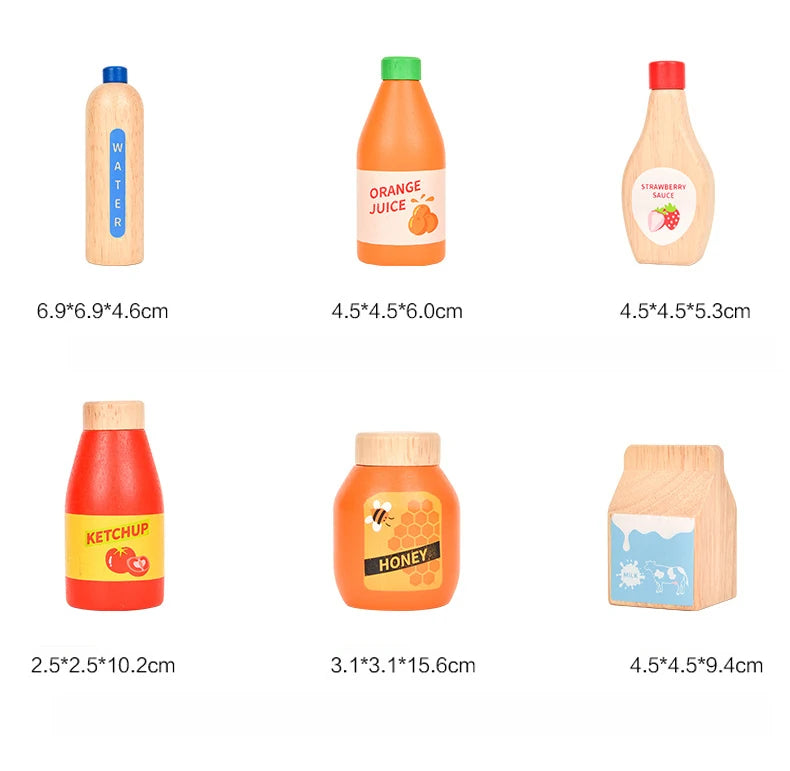 Children Pretend Play Wooden Milk Drink Set Kitchen Food Toys Montessori Learning Educational Kids Simulation Imitation Game