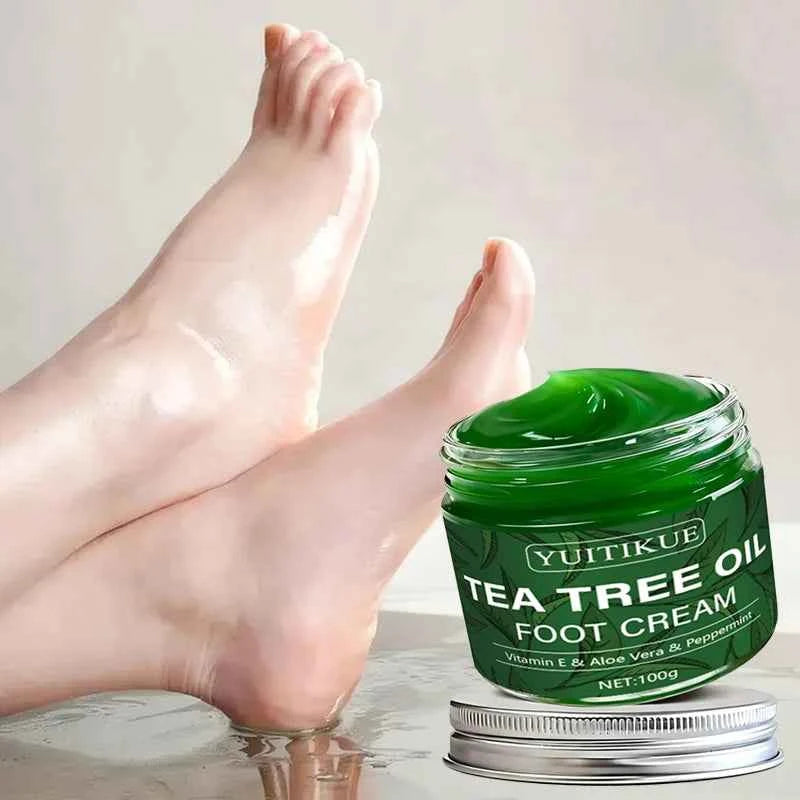 YUITIKUE Tea Tree Oil Foot Cream 100g - Multi-Use Moisturizer for Feet, Hands, Knees & Elbows, Gentle Care with Vitamin E & Aloe
