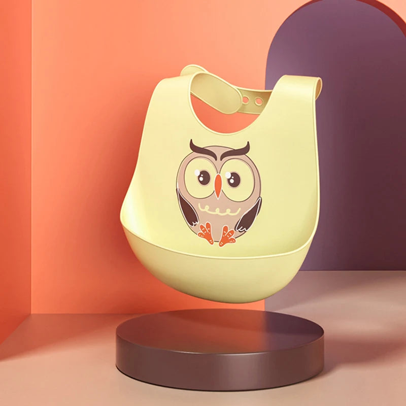 Silicone Baby Bib Waterproof Kids Boy Girl Feeding Stuff Adjustable Feeding Apron Food Grade Cartoon Burp Scarf Toddler Burp Bib