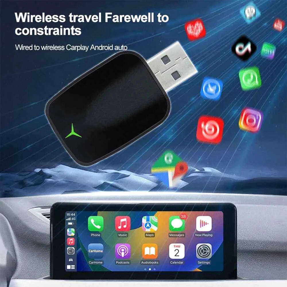 Carplay Android Wireless 2-In-1 Adapter Car Gadget Smart Magic Box Plug and Play 5Ghz Wifi Plug and Play Seconds Link