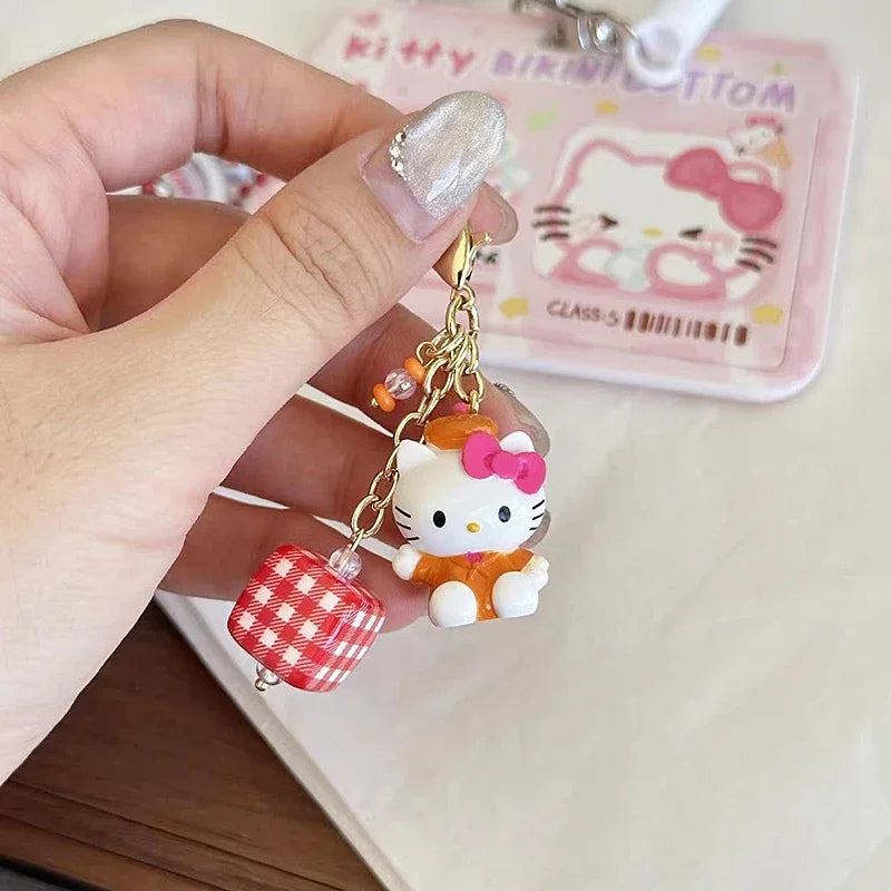 Sanrios Animal Kitty Cat Keychain Kawaii Cute Anime Hellokittys Cellphone Strap Pendant Purse Bag Charm Accessories Girls Gift