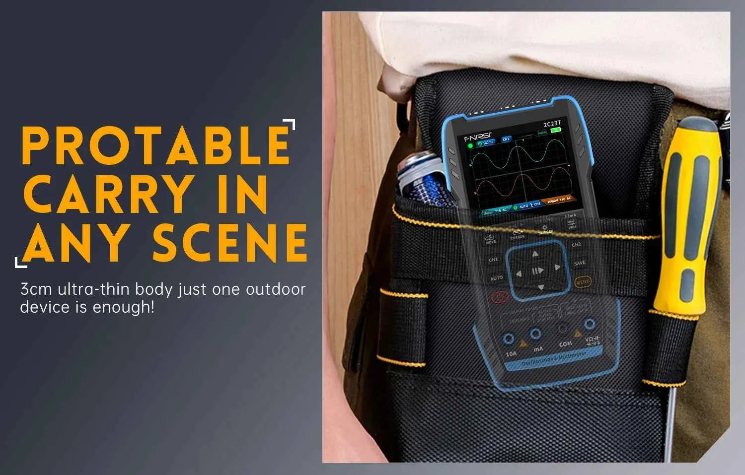 FNIRSI Handheld 50MHz Dual Channel Oscilloscope & Multimeter - 3-in-1 Automotive Signal Generator