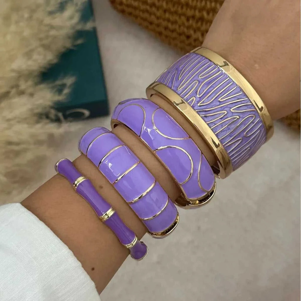 KMVEXO Irregular Purple Color Dripping Oil Zinc Alloy Enamel Bangles Geometric Wide Cuff Spring Bracelets For Women Jewelry ﻿ The jack market .AU The jack market .AU Jewellery & Chains $ 52 200001034:361181#35661-Purple