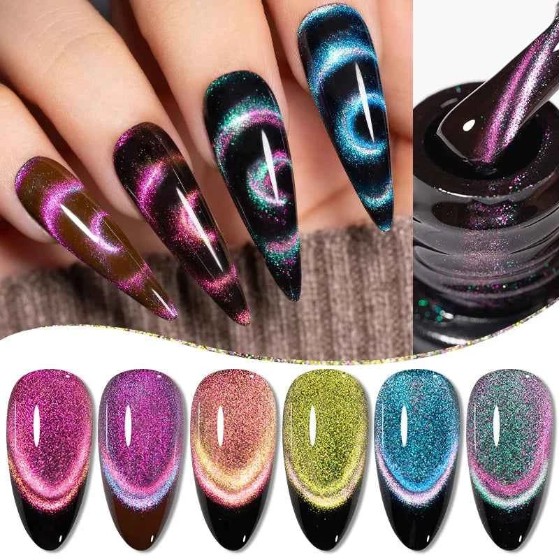 PUENTE Cat Eye Magnetic Gel Nail Polish - Vibrant Starry Galaxy Effect, Soak Off UV, 7.5ML