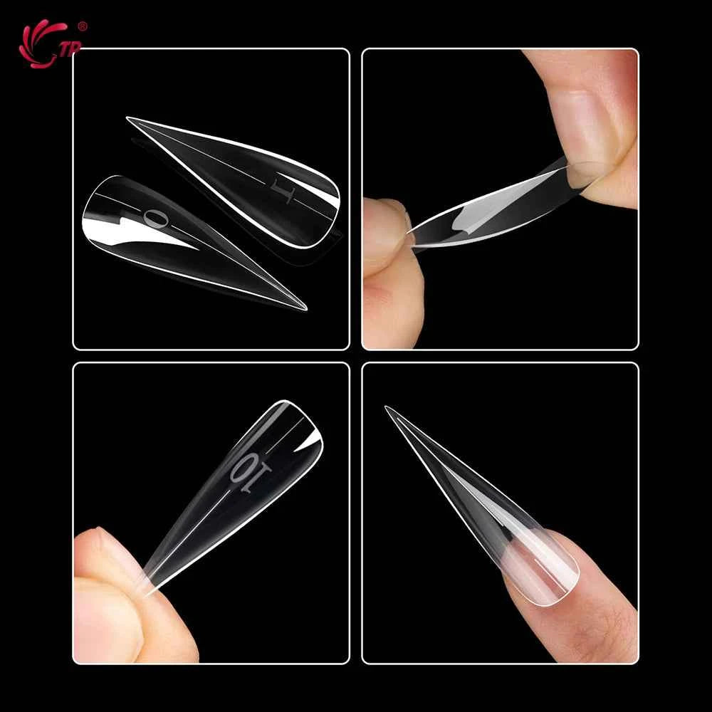 TP 150pcs New Clear Nail Dual Forms Hawk Claw Shape Poly Nail Gel Molds Full Cover False Nail Tips Extension Top Manicure Tools
