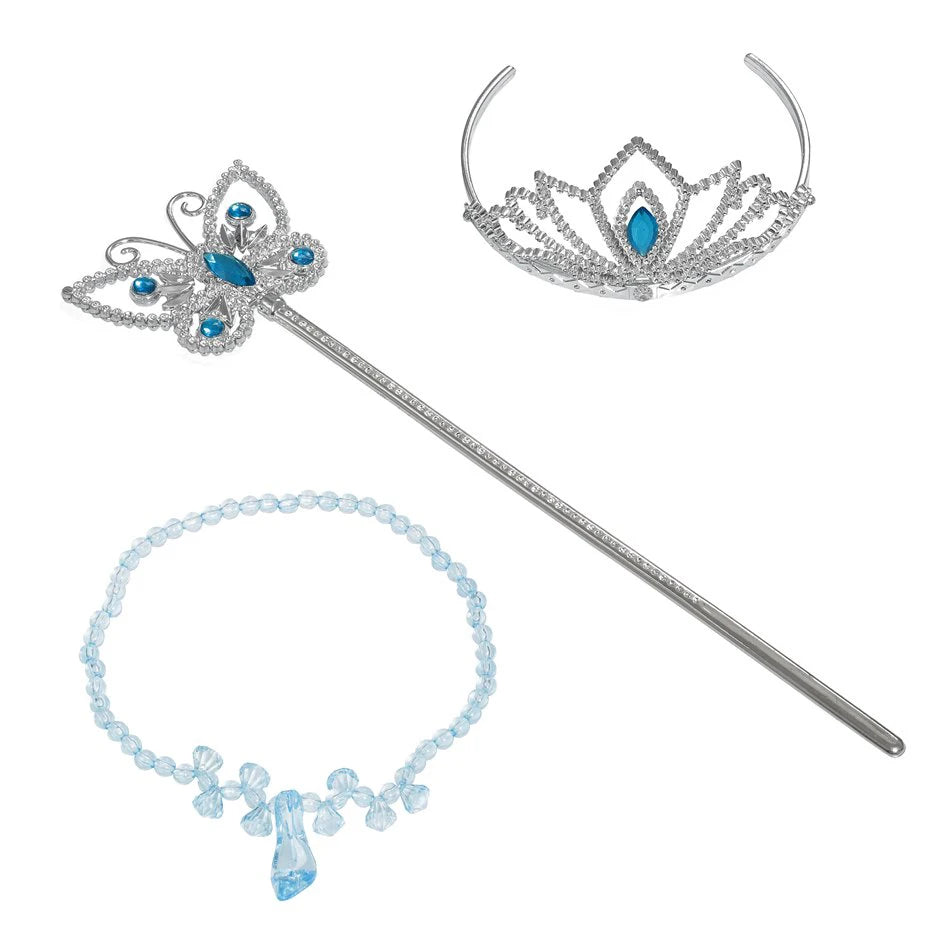 Girls Princess Dress Accessories Gloves Wand Crown Jewelry Set Princess Wig Braid Princess Dress Costume Cosplay Accessories