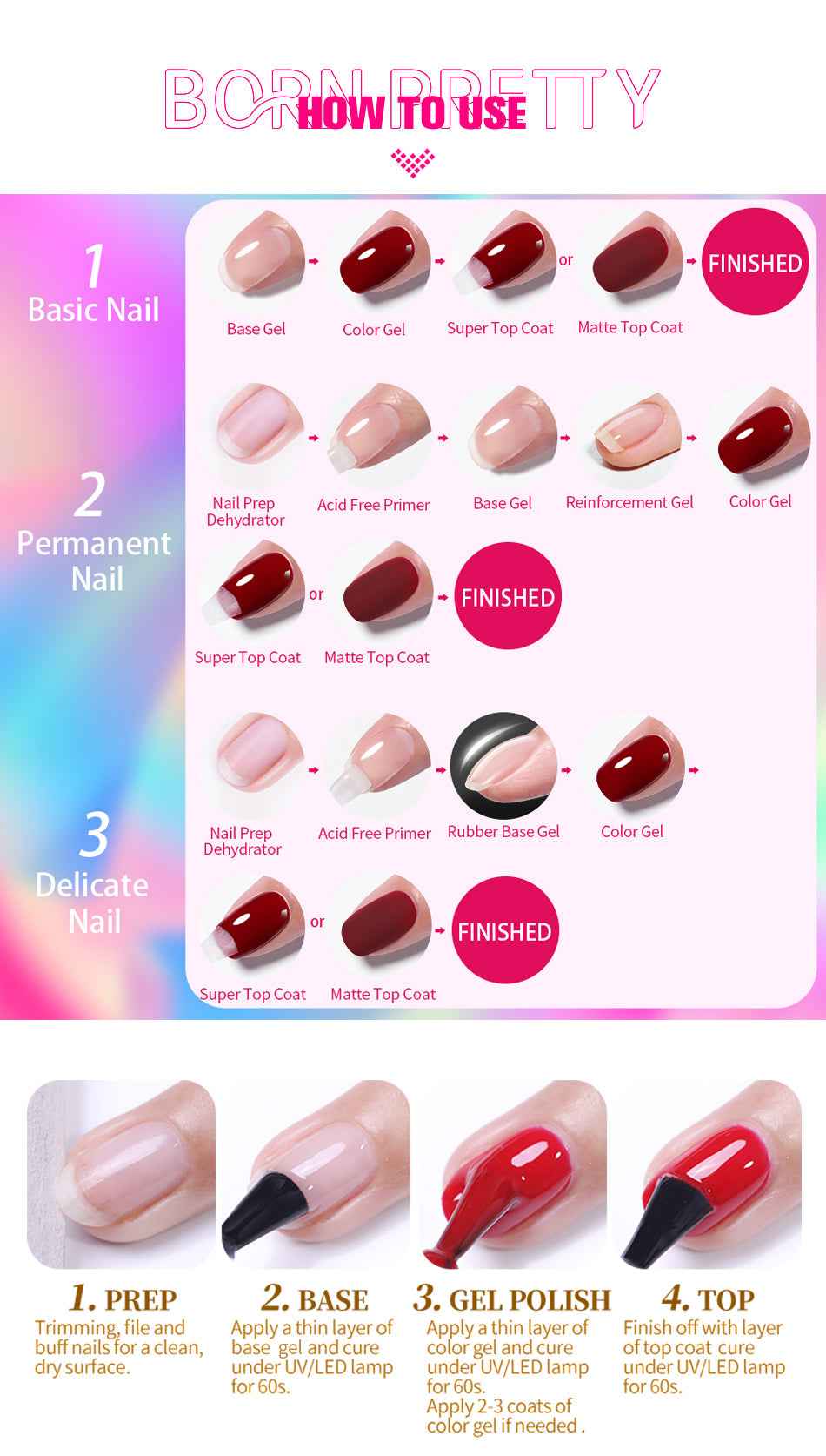 BORN PRETTY Neon Red Gel Nail Polish Yellow Green Summer Color Semi Permanent Varnish 10ml Soak Off UV LED Nail Art Manicure