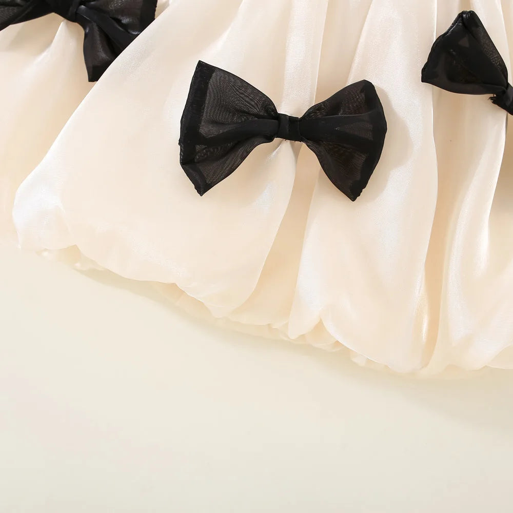 Glimmer & Grace Baby Girl Summer Dress - Enchanting Mesh Bow & Lace for Wedding & Flower Girl Celebrations