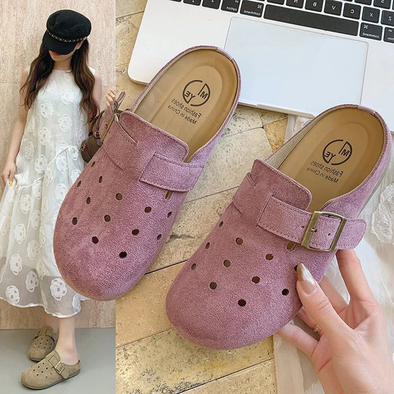 Shevalues 2025 Summer Women's Clogs Slippers With Adjustable Buckle Casual Outdoor Slides Soft Sole Comfortable Women's Sandals