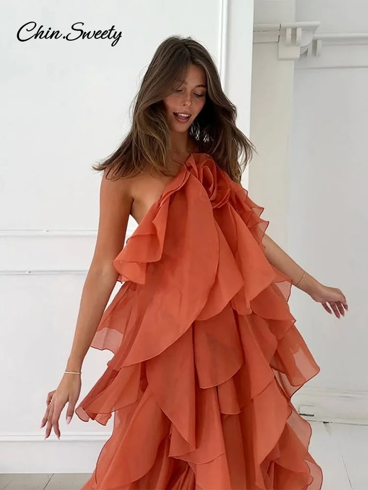 Blissful Blooms Dress - Ruffled Backless Sleeveless Floral Maxi for Effortless Summer Elegance