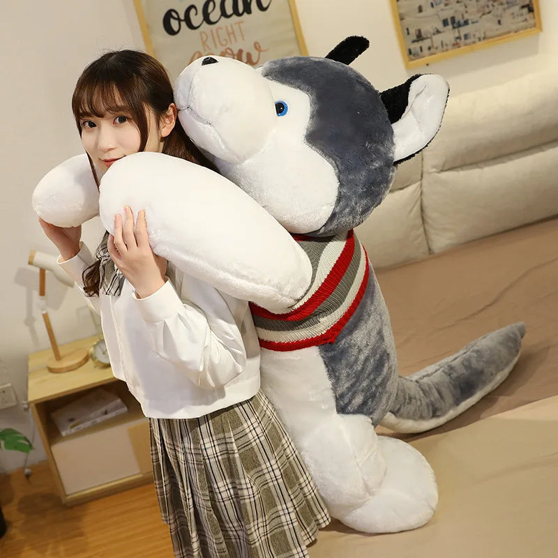 120CM Cute Soft Kawaii Huge Husky Plush Toys Dog Stuffed  Animals Long Pillow Doll For Kids Girlfriend Birthday Gift Home Decor
