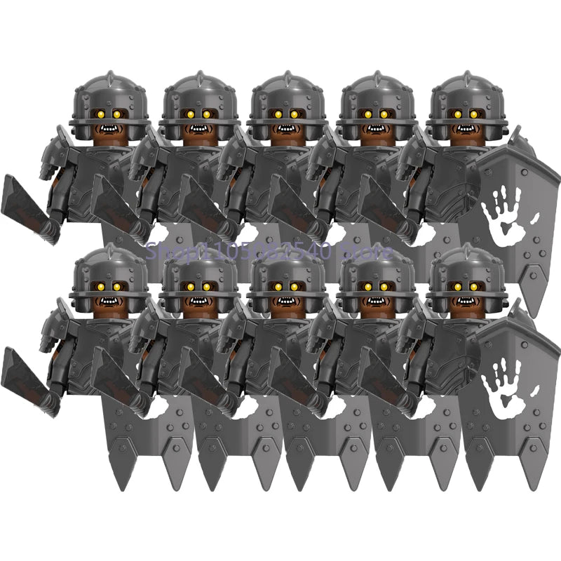MOC Military Soldier Movie Character Building Blocks Accessories Medieval Castle Knight Helmet Shield Mini Brick Gift Toy E008