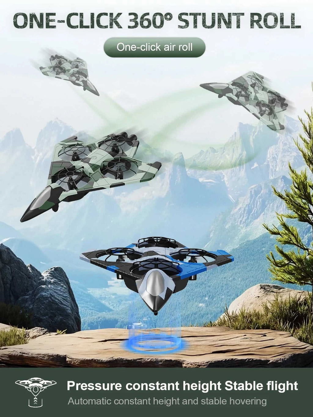 Quadcopter Remote Control Aircraft Drone Model Hovering Flight Fighter Fixed Height Rolling Stunt Toy Fall Resistant Kids Aldult The jack market .AU The jack market .AU Drones $ 70 14:29#E76 blue deone