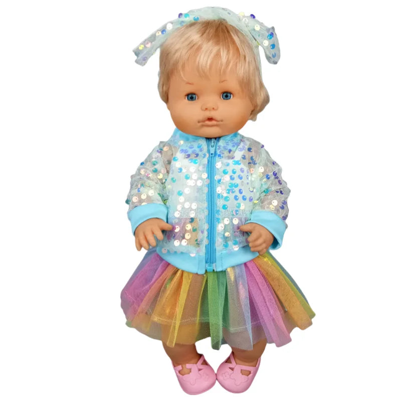 Nenuco 17-Inch Baby Doll Dress - Festive Christmas Tree Design with Red & Green Skirt for 40cm Dolls