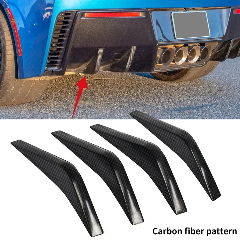 For 2014-2019 Chevrolet Corvette C7 Universal 4pcs Car Rear Bumper Lip Diffuser Shunt Fin Body Spoiler Canard Car Exterior Parts