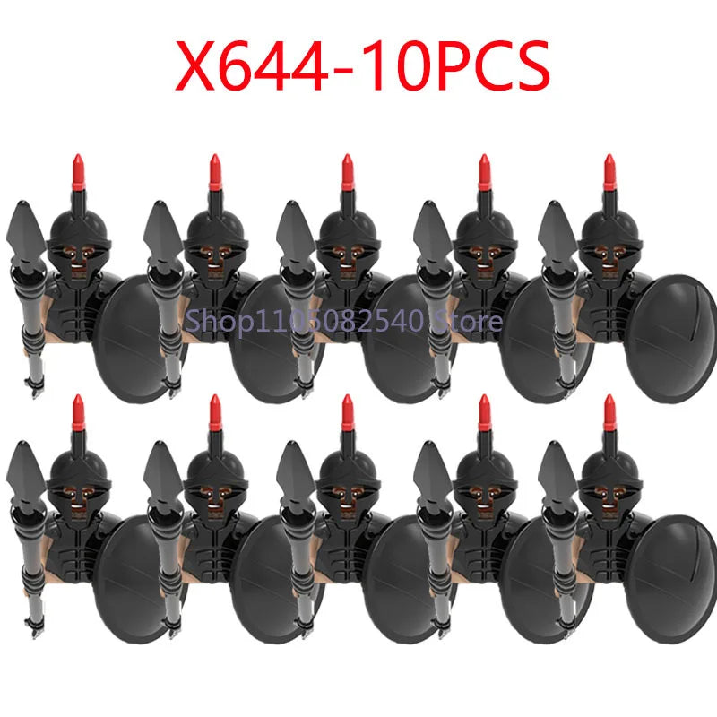 MOC Military Soldier Movie Character Building Blocks Accessories Medieval Castle Knight Helmet Shield Mini Brick Gift Toy E008